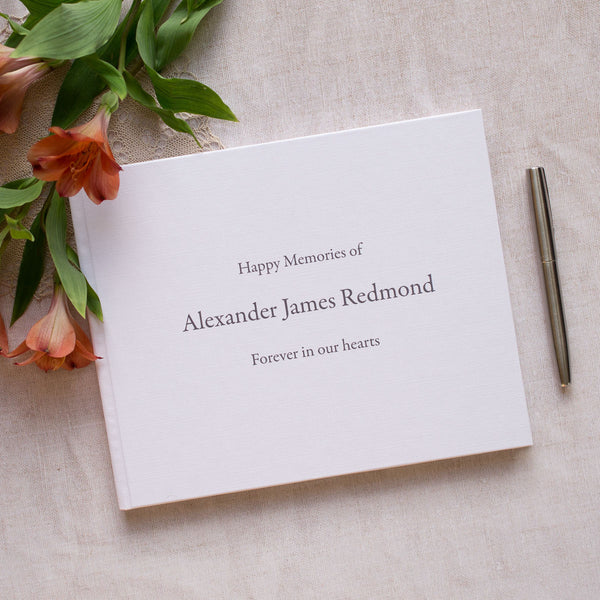Personalised memorial book. Handmade condolence book - Stori