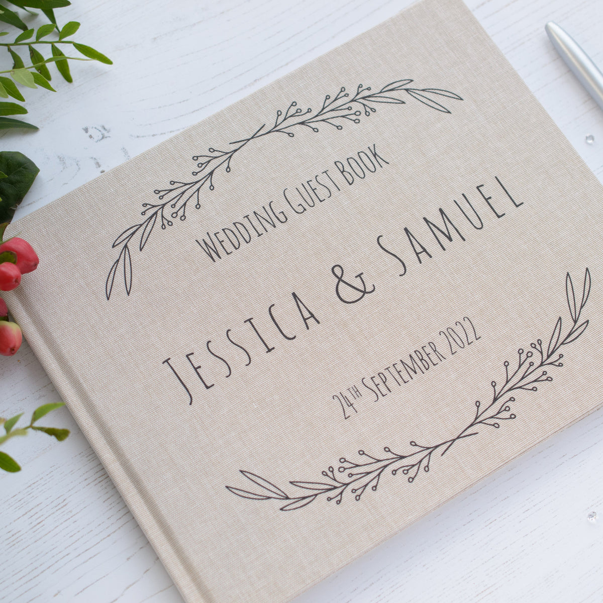 &#39;Jessica&#39; - Personalised Wedding Guest Book
