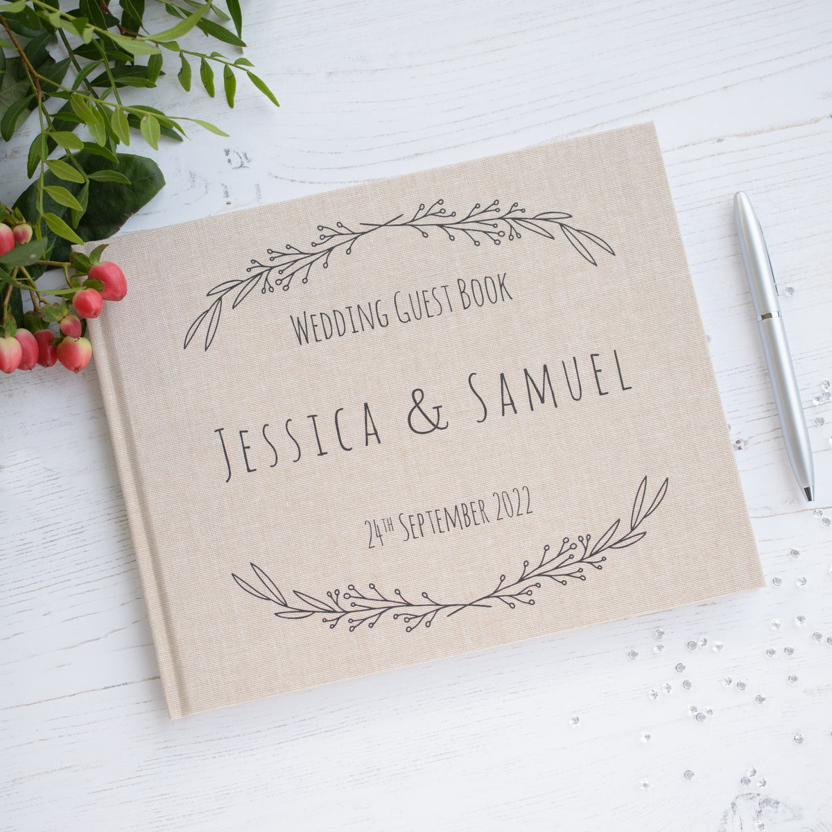 &#39;Jessica&#39; - Personalised Wedding Guest Book